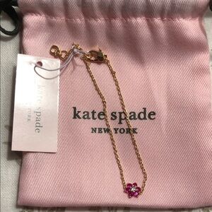 Kate Spade Gold Chain Bracelet with Pink Floral Accent